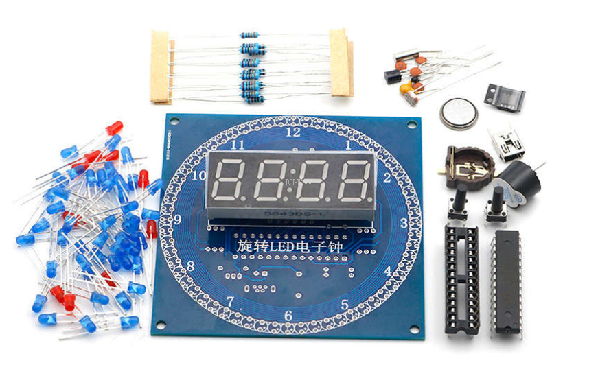 旋转LED显示创意电子时钟DIY DS1302时钟电子表闹钟温度显示报警